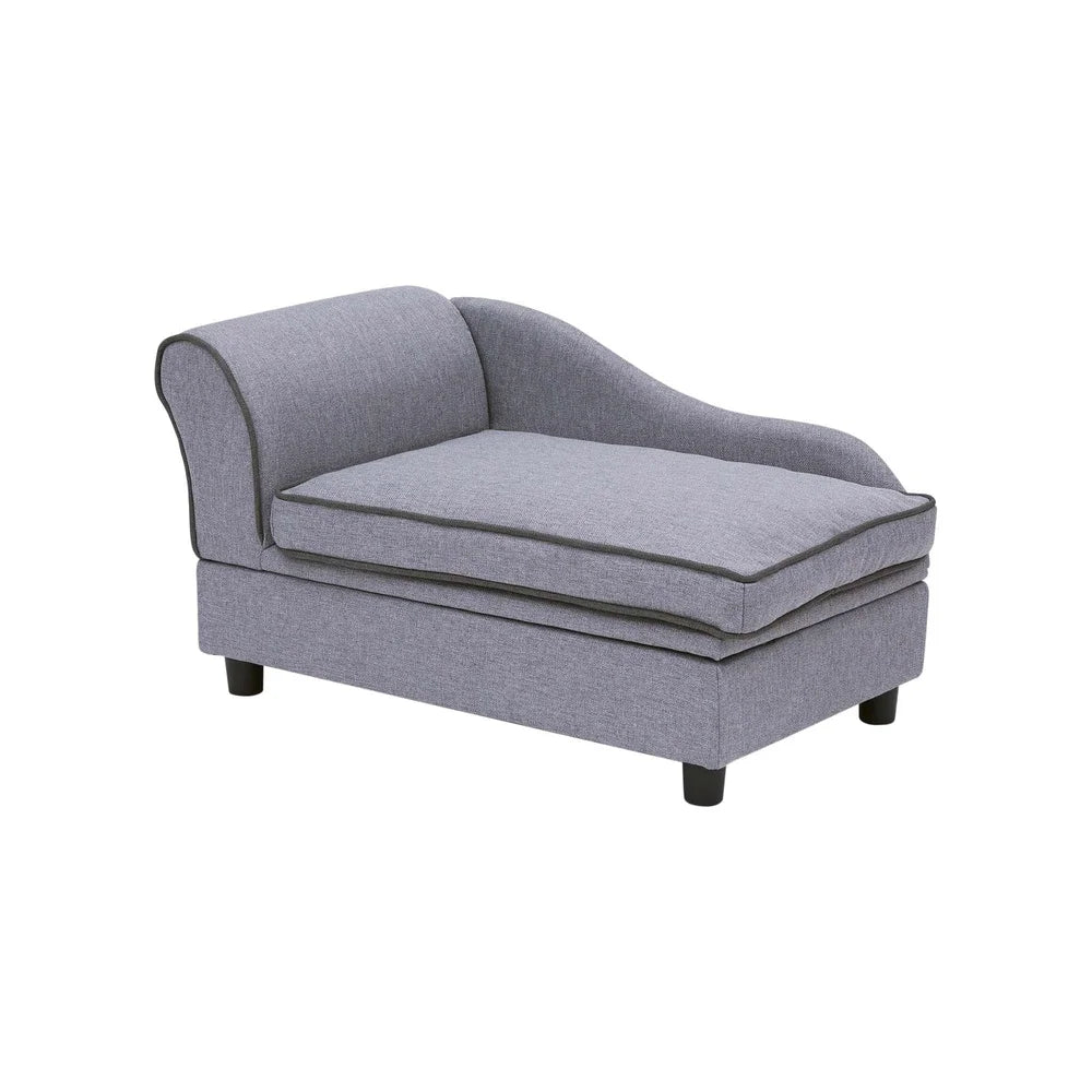 Stylish Chaise Lounge Dog Bed with Storage Medium Dogs Cozy Pet Sofa Elegant Upholstered Pet Furniture