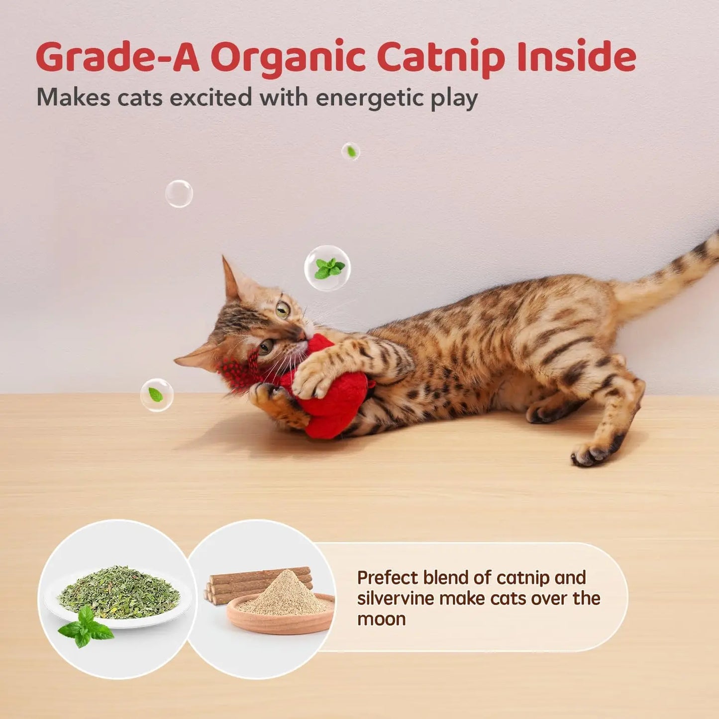 2 cat toys with chirping birds, interactive cat kicking, realistic bird Twitter, indoor cat sports toy 4.0“
