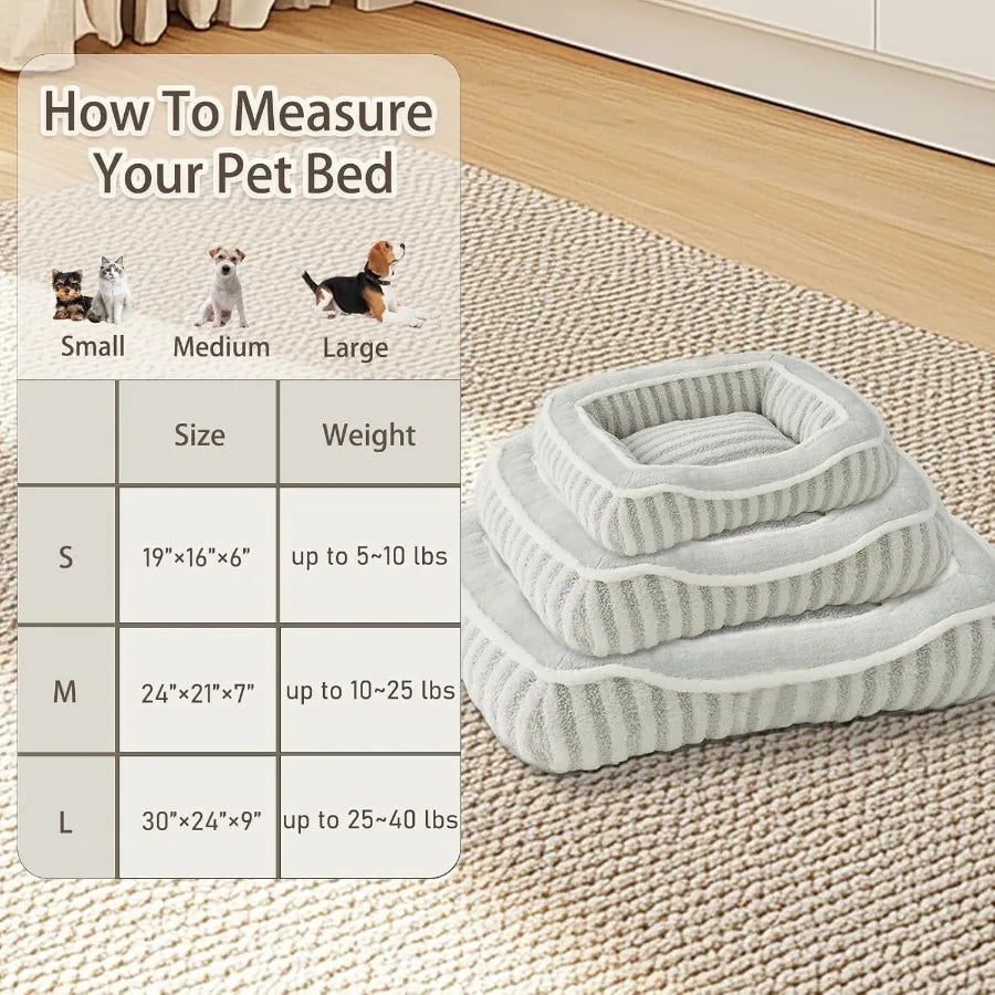 Dog Bed for Extra Small Dogs BreedsCat Bed Puppy Kennel Bed with Pillow Washable Deluxe Plush Dog Crate Beds Comfy Durable Rect