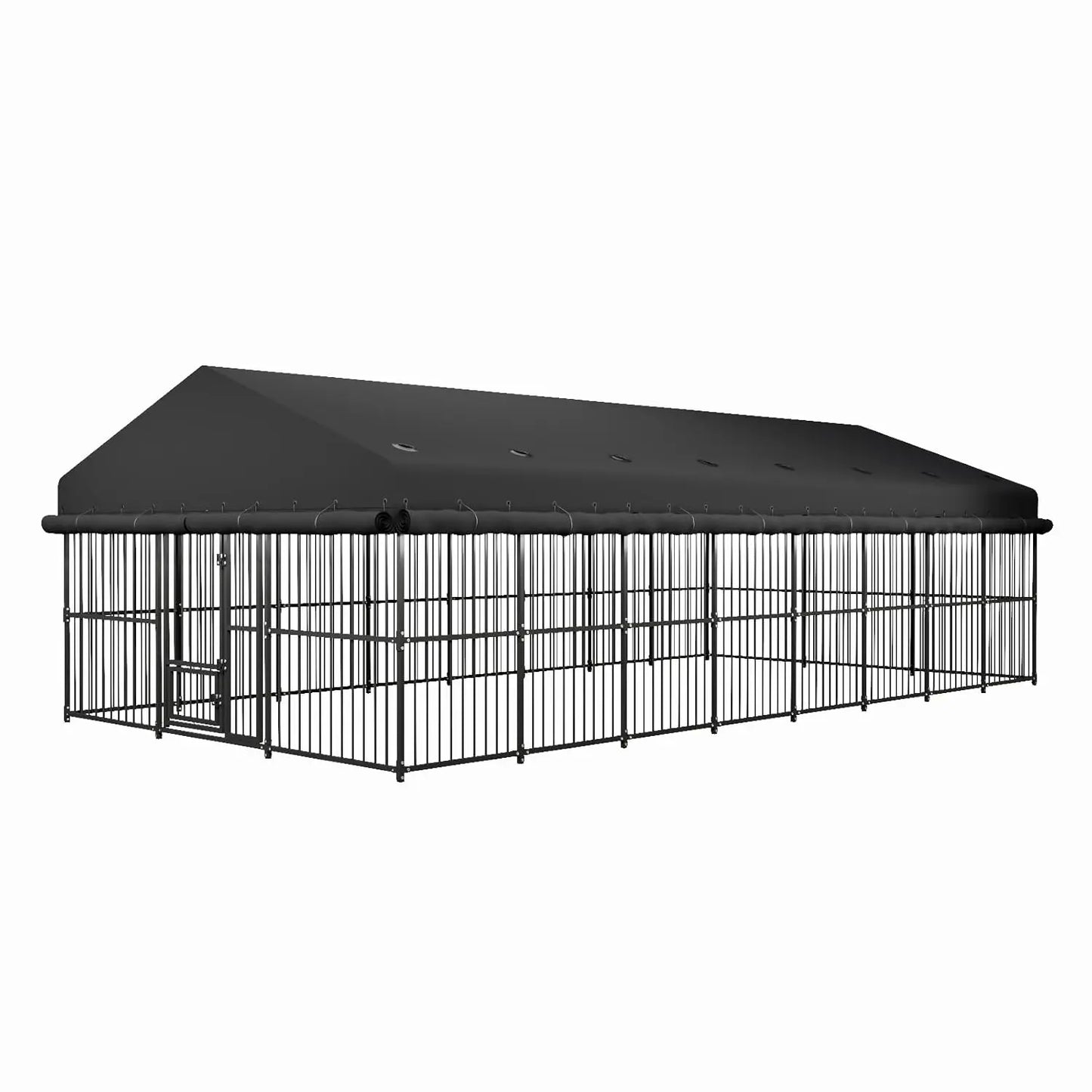 Outdoor Dog Kennel 10x20x6.5 FT, Heavy-Duty Metal Construction with Swivel Door, Fully Enclosed Waterproof Oxford, Customi