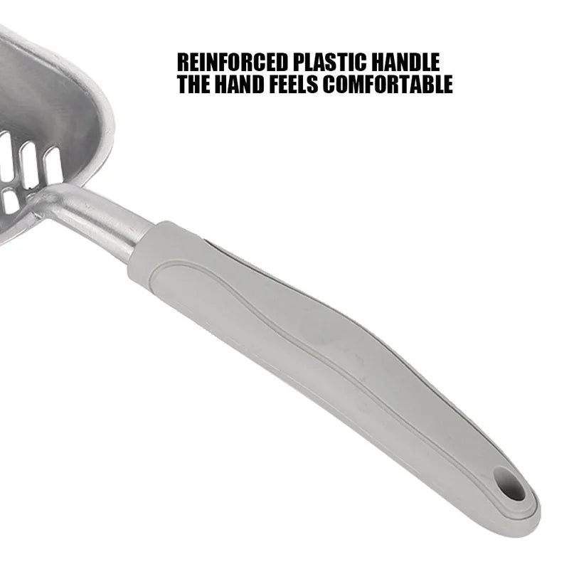 Pet Spatula Cat Litter Scoop Sifter Deep Shovel Ergonomic Handle Stainless SteelGray