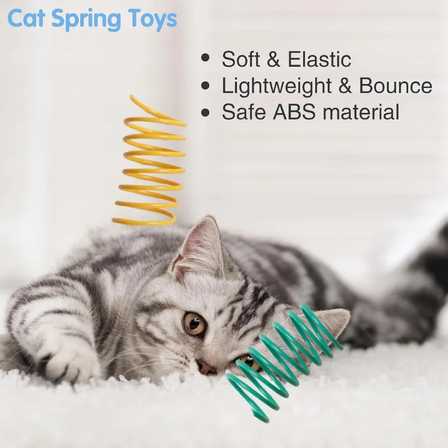48PCS 12Colors Cat Spring Toys for Indoor Cats Interactive Coil Springs for Self Play Durable Heavy Plastic Cat Spiral Spring H