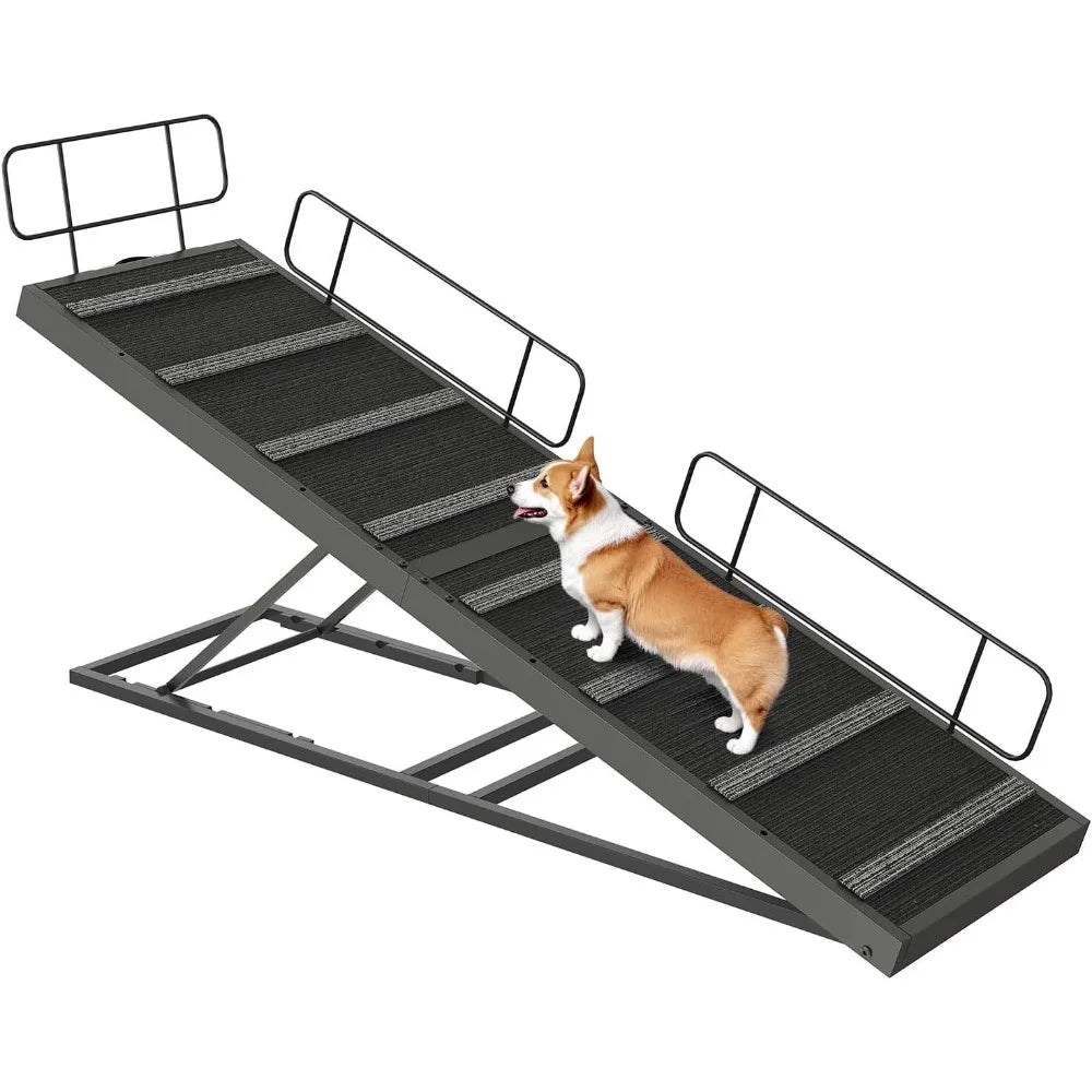 Dog Ramp Bed Pet Bed Access Ramp Dog Ramp with Non-Slip Carpet Surface Black
