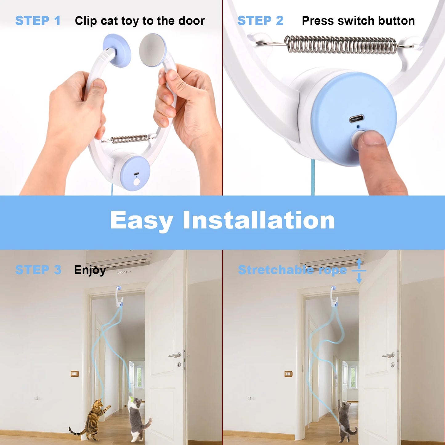 Cat Toys Electric Door Hanging Cat Toy Interactive Cat Toy USB Rechargeable Self Play Toy Retractable Kitten Toys