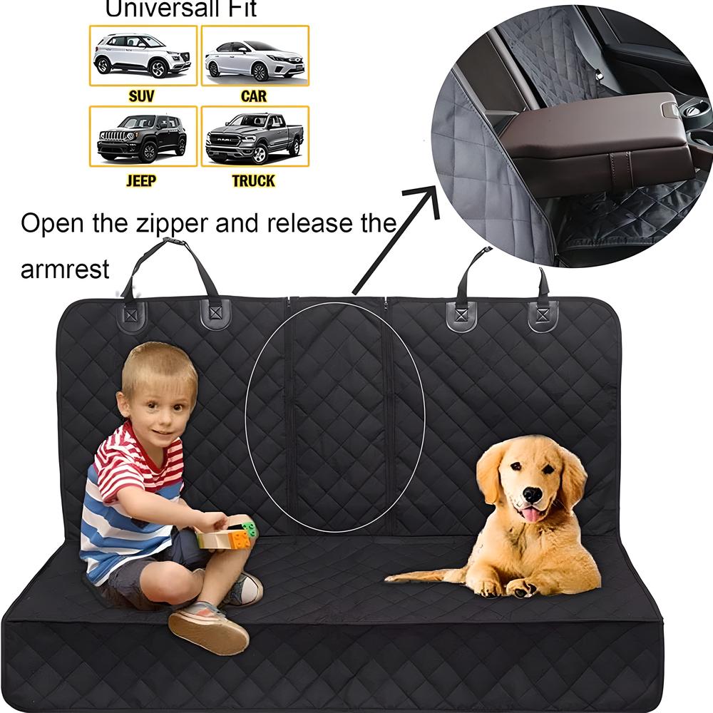 Universal Car Back Seat Cover For Dog Cat Waterproof Auto SUV Truck Rear Seat Protector Mat With Middle Seat Armrest Nonslip Safety Carry Pet Outing Mattress