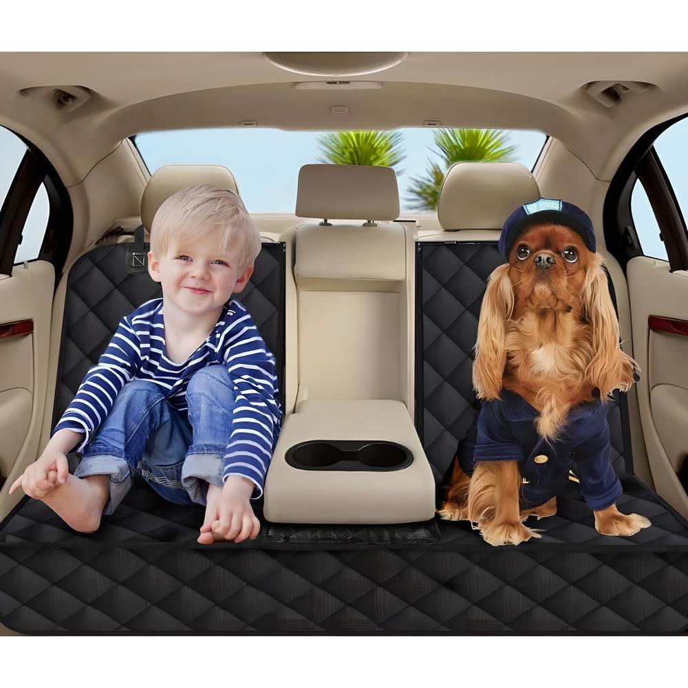 Universal Car Back Seat Cover For Dog Cat Waterproof Auto SUV Truck Rear Seat Protector Mat With Middle Seat Armrest Nonslip Safety Carry Pet Outing Mattress