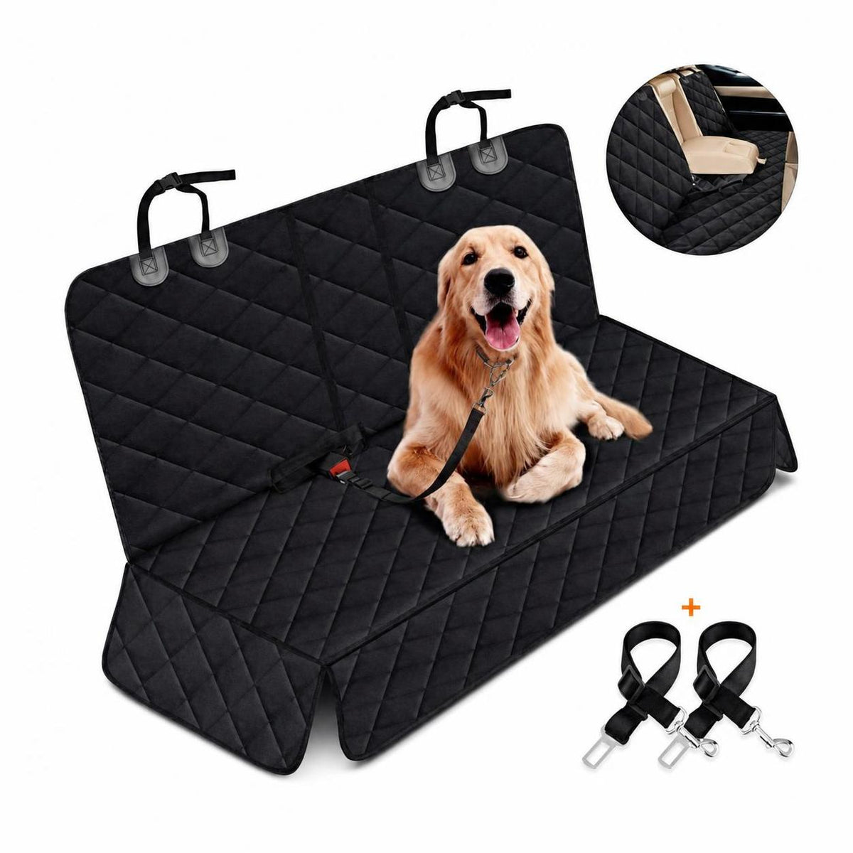 Universal Car Back Seat Cover For Dog Cat Waterproof Auto SUV Truck Rear Seat Protector Mat With Middle Seat Armrest Nonslip Safety Carry Pet Outing Mattress
