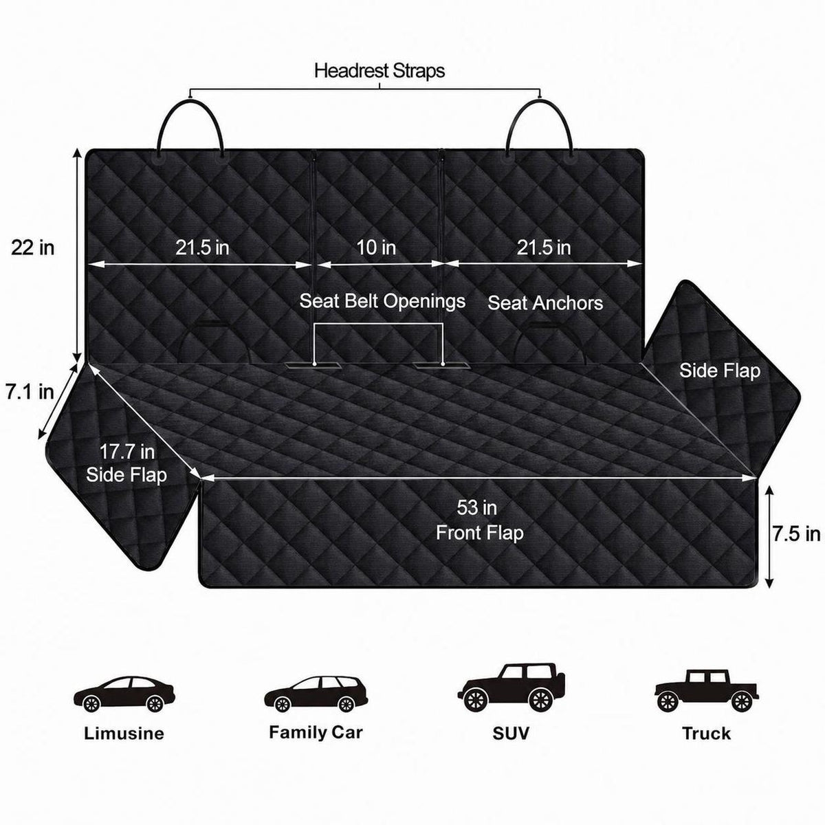 Universal Car Back Seat Cover For Dog Cat Waterproof Auto SUV Truck Rear Seat Protector Mat With Middle Seat Armrest Nonslip Safety Carry Pet Outing Mattress
