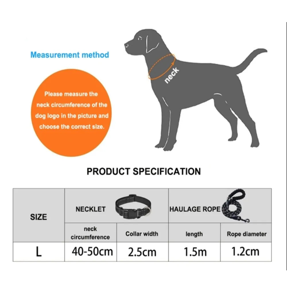 Dog Collar Nylon Dog Rope With Comfortable Padded Handle And Highly Reflective Threaded Cord For Medium And Large Dogs Strong