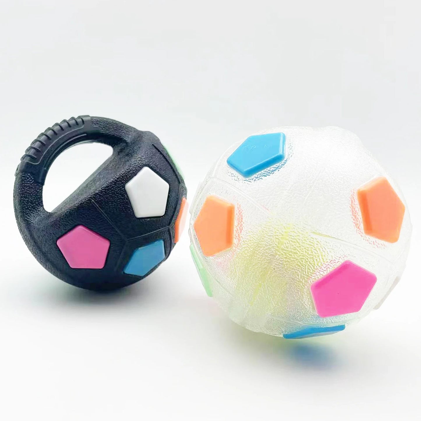 Dog Calming Ball with Handle Pet Dog Football Shape Toy Interactive Squeaky Pet Football for Medium Large Breeds