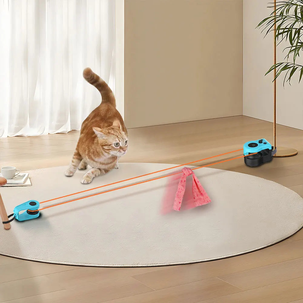 Cat Feather Toy Treadmill Chase Run Exercise Mental Stimulation Cat Treadmill Adjustable Speed for Bored Kitten Puppy Play