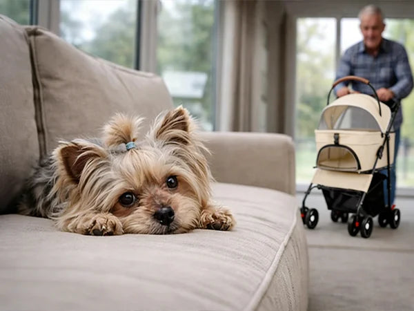 2-in-1Pet Stroller for Small Dogs Cats Foldable Lightweight 4 Wheel Dog Stroller with Removable Carrier Travel Portable Pet Cart