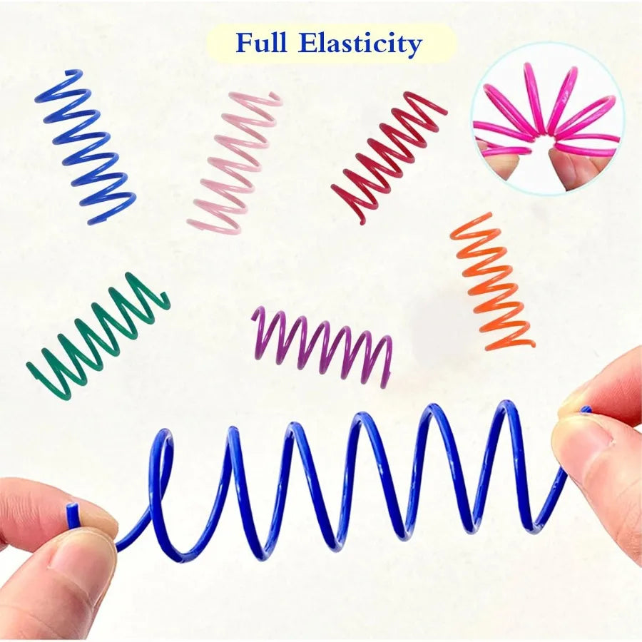 48PCS 12Colors Cat Spring Toys for Indoor Cats Interactive Coil Springs for Self Play Durable Heavy Plastic Cat Spiral Spring H