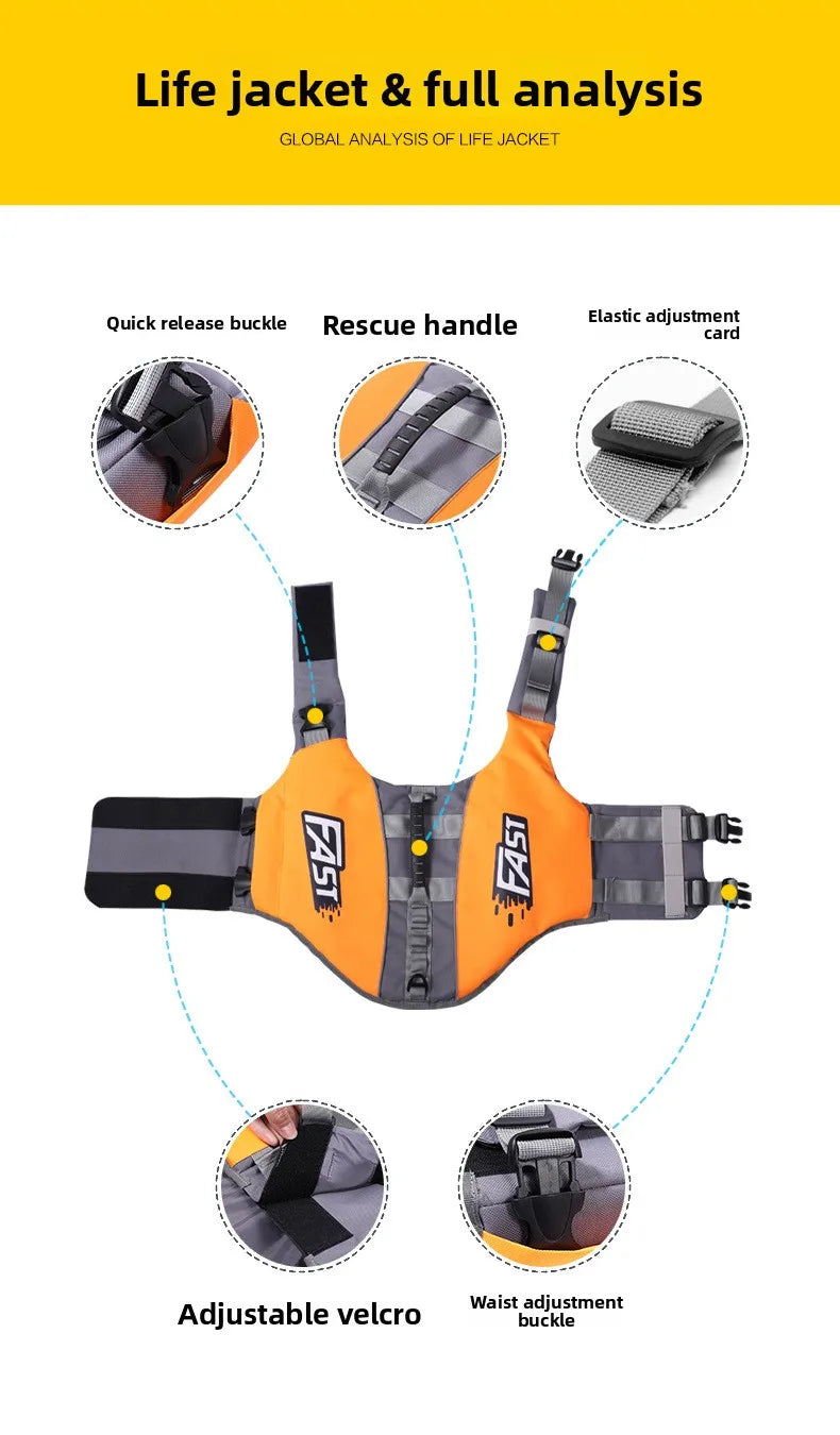 Pet Swimming Life Jacket Safety Vest for Dog in Summer Fashion Adjustable Reflective in Pool or Surfing Drifting Dog Life Vest