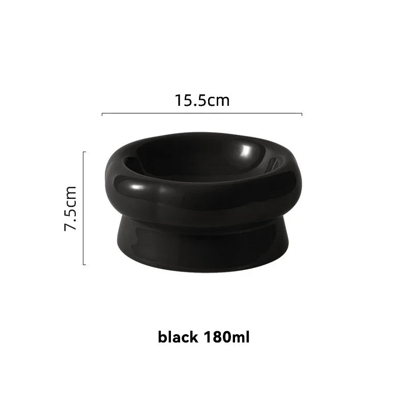 Elevated Ceramic Pet Bowl for Cats and Small Dogs – Anti-Slip, Neck Protection, Easy to Clean, Raised Design for Food and Water