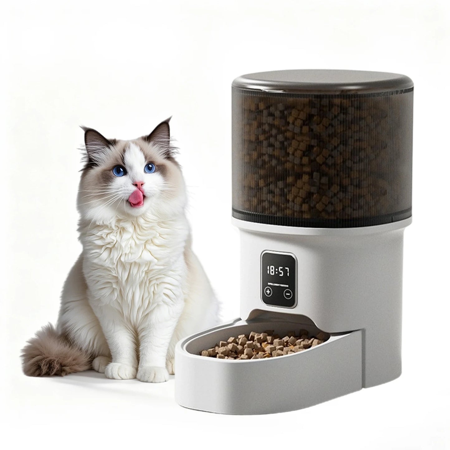 4L Automatic Cat Feeder with Timer Up to 6 Meals Per Day,Portion Control,Button Control for Cats & Small Dogs Pet Products