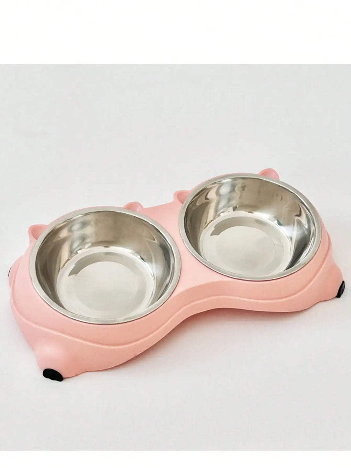 Double Stainless Steel Pet Bowl Set with Base, 2 in 1 Cat and Dog Food Water Bowl, Easy to Clean Rust Resistant Metal Pet Bowl, Non Slip Base for Indoor and Outdoor Use, Macaron Color