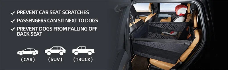 Pet Car Nest Bed, Full Coverage Back Seat Hammock Extender for Cars, Waterproof Scratchproof with Mesh Pocket for All Size Dogs
