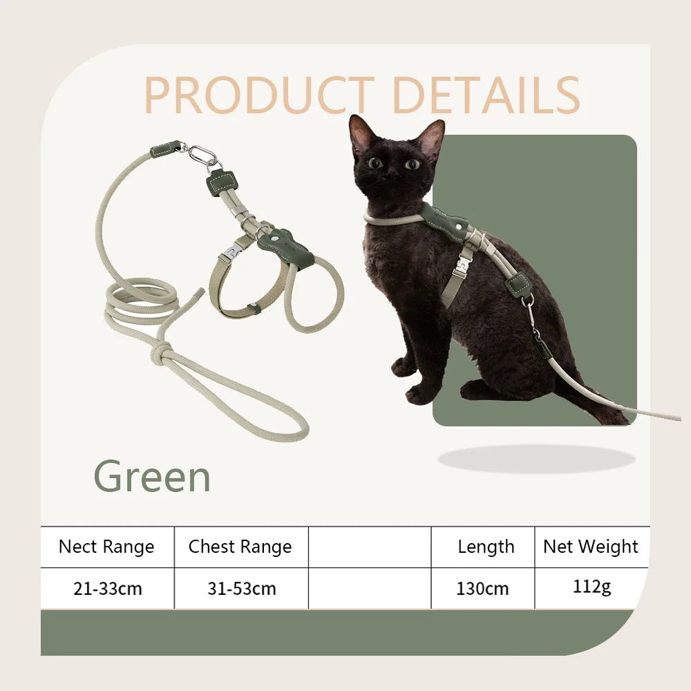 H-Shape Escape Proof Cat Harness and Leash Set Adjustable Breathable Lightweight No Choke Vest for Small Cats Kitten Outdoor Use