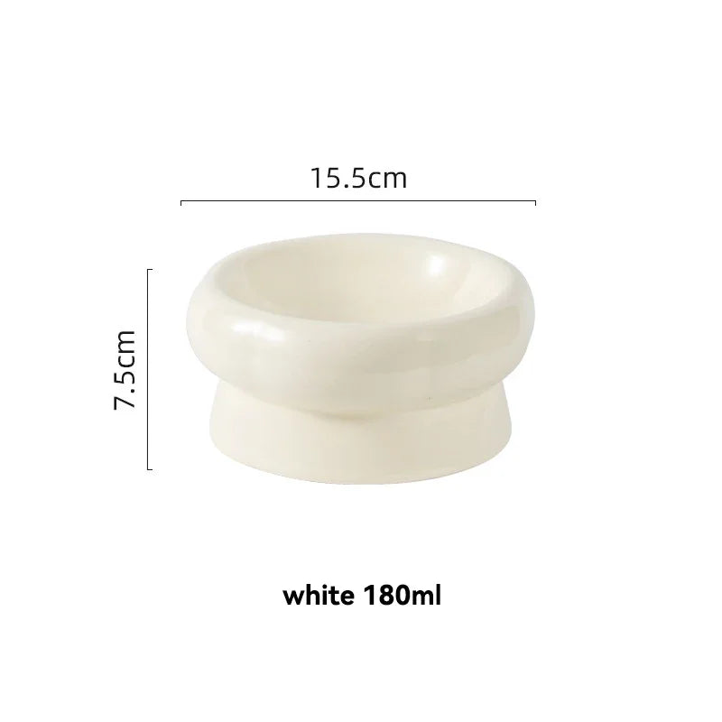 Elevated Ceramic Pet Bowl for Cats and Small Dogs – Anti-Slip, Neck Protection, Easy to Clean, Raised Design for Food and Water