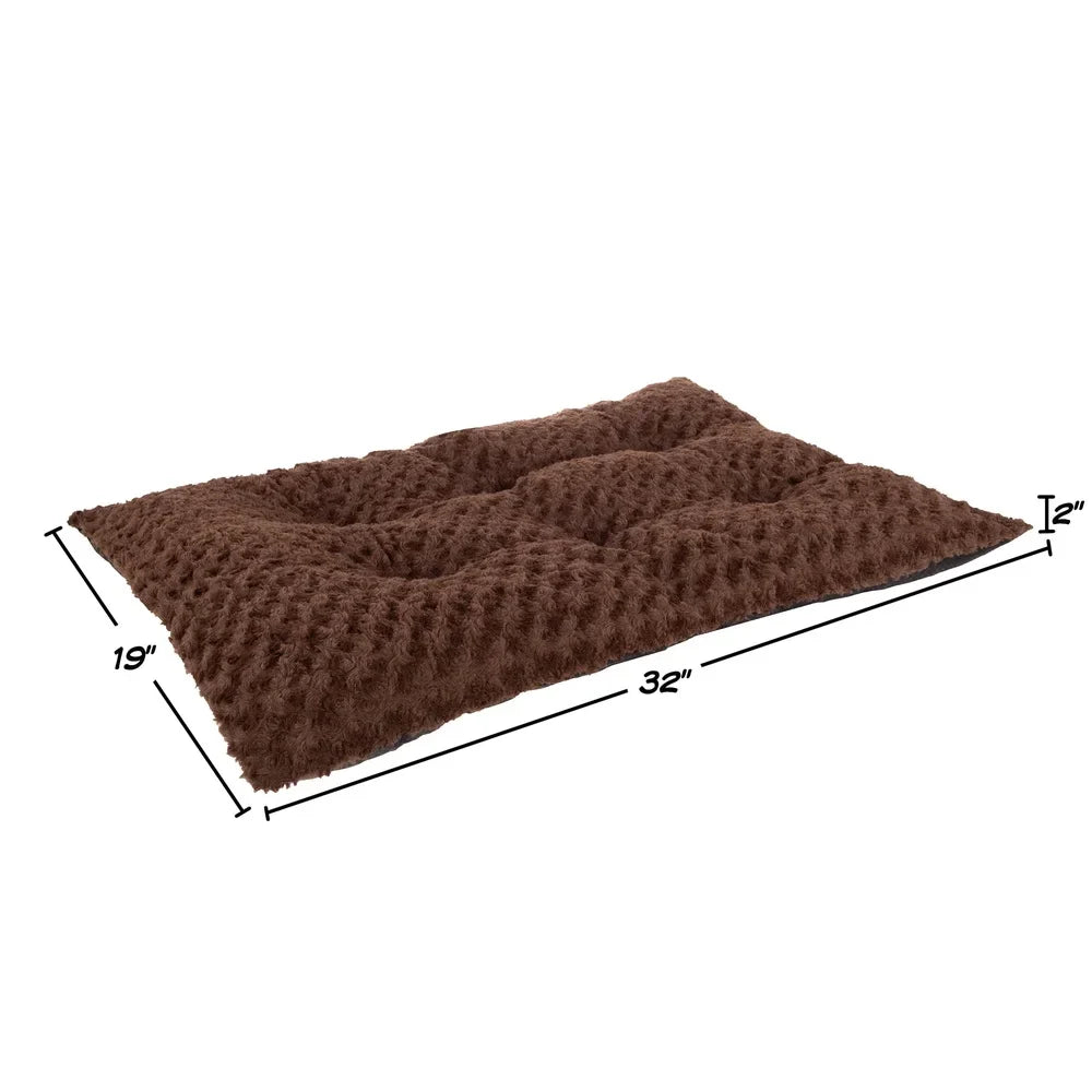 Soft Faux Fur Dog Bed Large Chocolate Non Slip Portable Washable Pet Cushion Kennel Mat