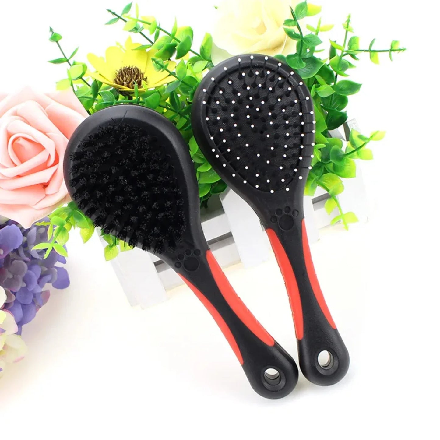 Double Faced Pet Dog Comb Plastic Handle Long Hair Brush Puppy Cat Massage Bath Brush Pet Grooming Tools Dog Accessories