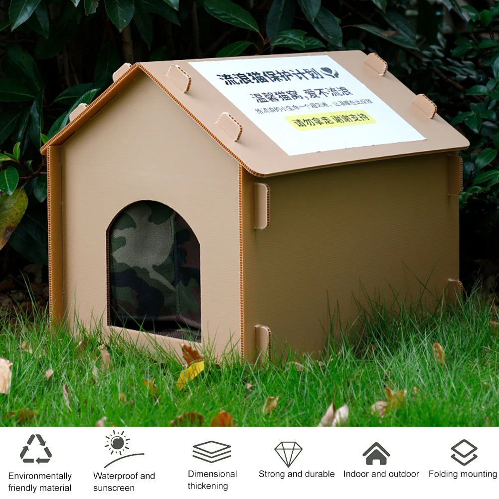 Stray Cats House Outside Cat House Foldable Cat Outdoor House Collapsible Insulated Pet House for Indoor Outdoor Use