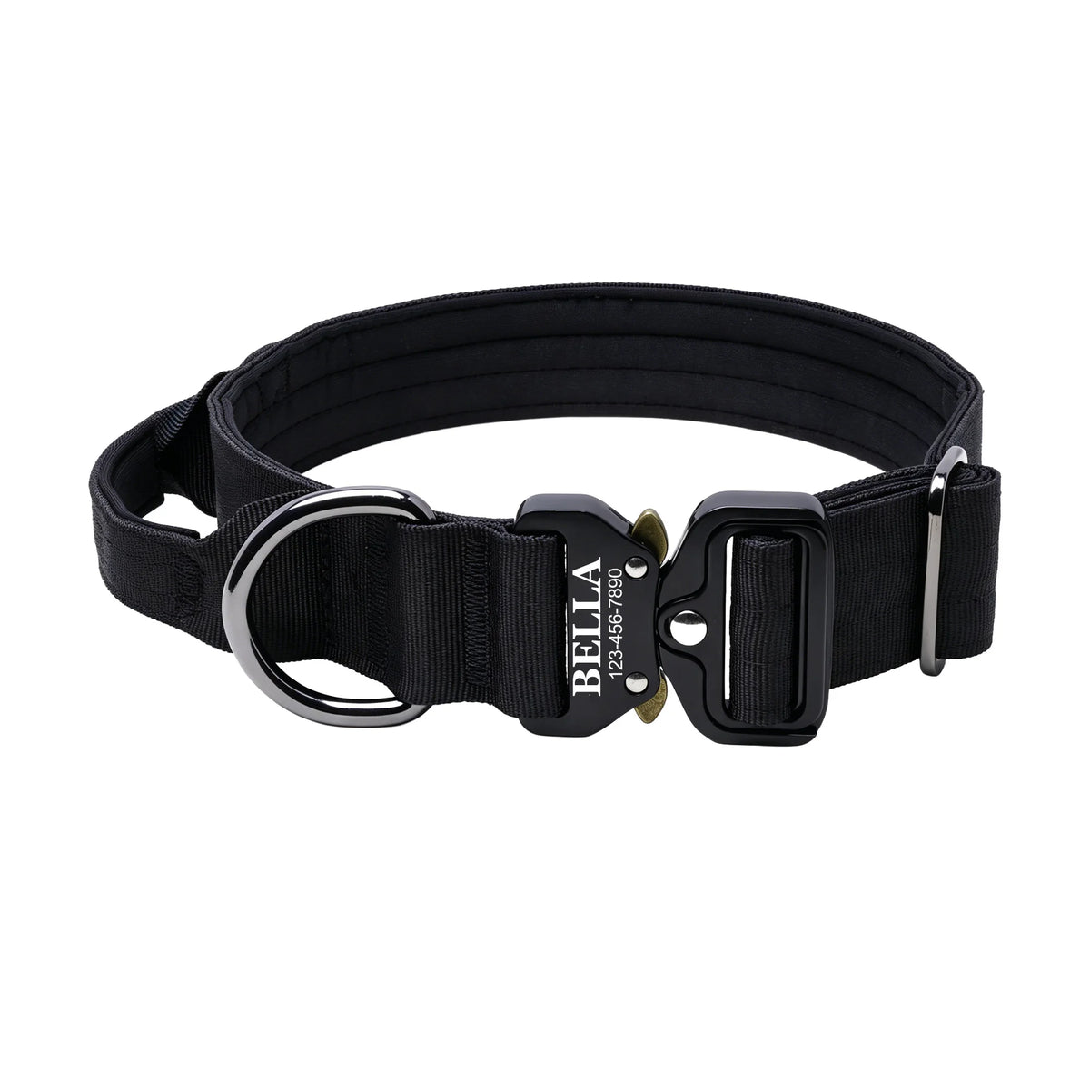 Laser Lettering Tactical Dog Collar, Support Name and Phone Customization, Nylon Material Is Suitable for Medium and Large Dogs