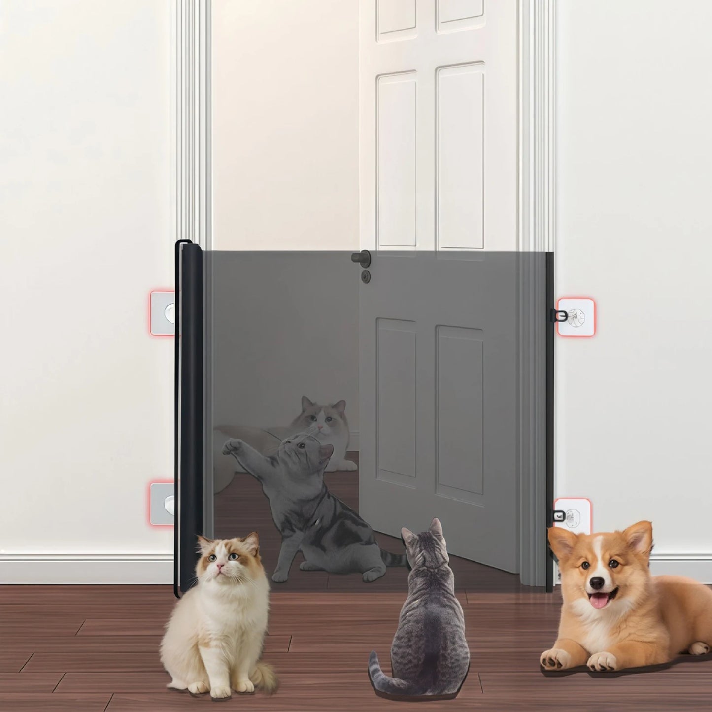 Automatic Retractable Cat Gate Particularly Convenient Training Tool Safety Enclosure Suitable for Puppy Pet Supplies