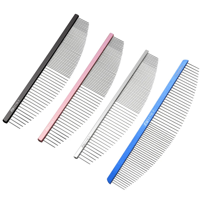 Fenice Moon Style Comb Pet Grooming Single Comb Aluminum Metal Comb for Dogs Stainless Steel Pet Dog Cat Pin Comb Hair Brush