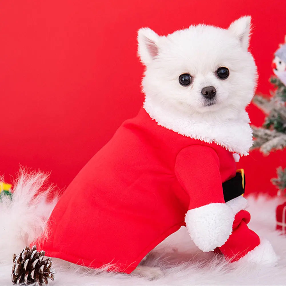 Cat Christmas Outfit Santa Claus Dog Christmas Costume Dog Christmas Clothes for Pet Dogs Cats Party New Year Funny Cosplay