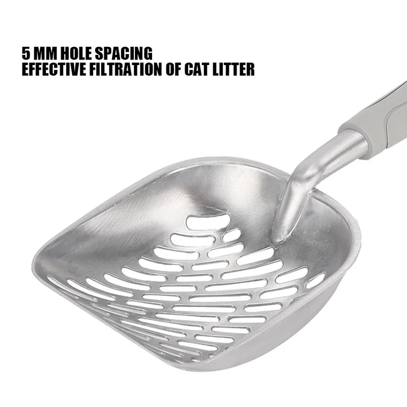 Pet Spatula Cat Litter Scoop Sifter Deep Shovel Ergonomic Handle Stainless SteelGray