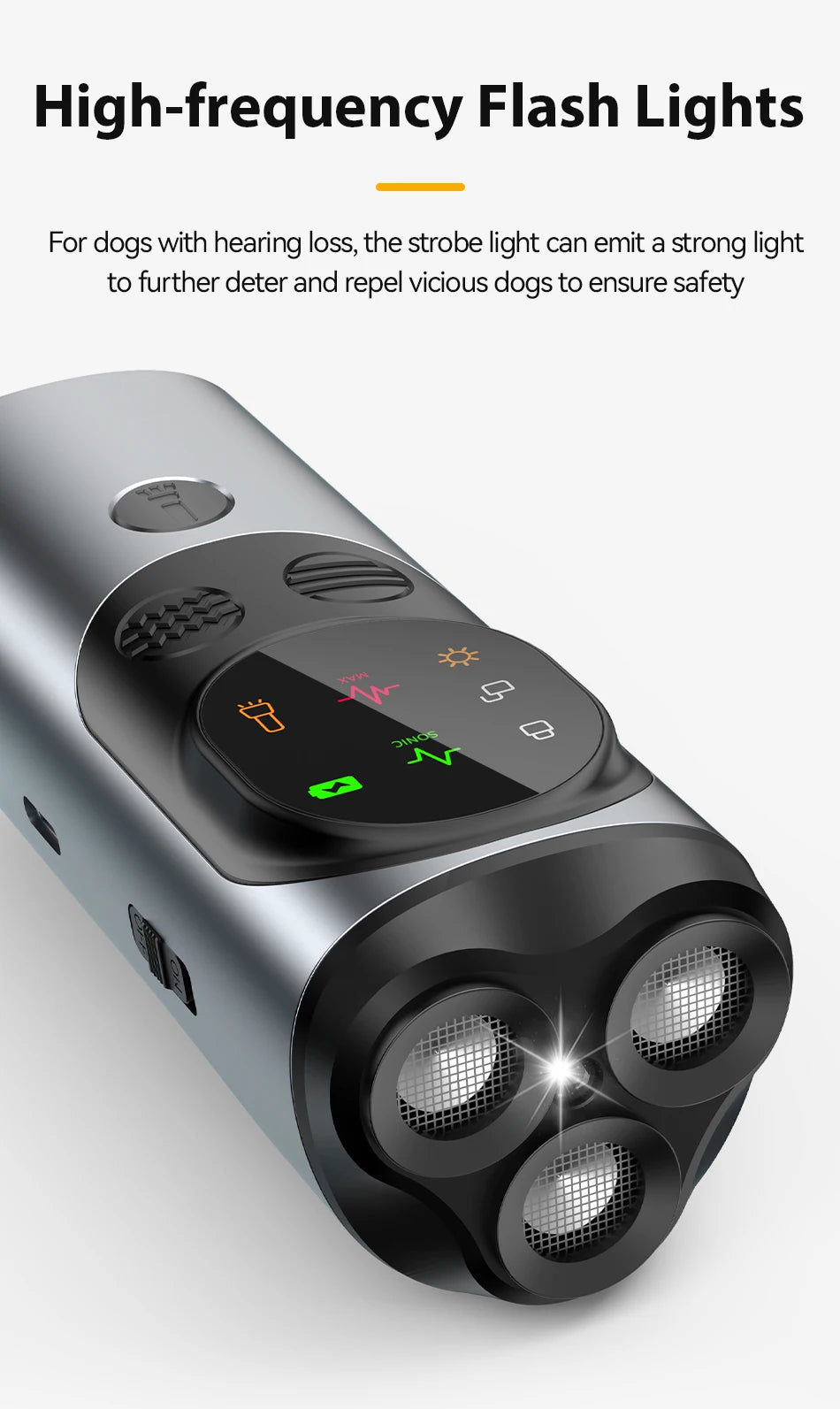 ROJECO Dog Repeller Ultrasonic High Power Dog Anti Barking Training Device Rechargeable Dog Repeller Trainer With LED Flashlight