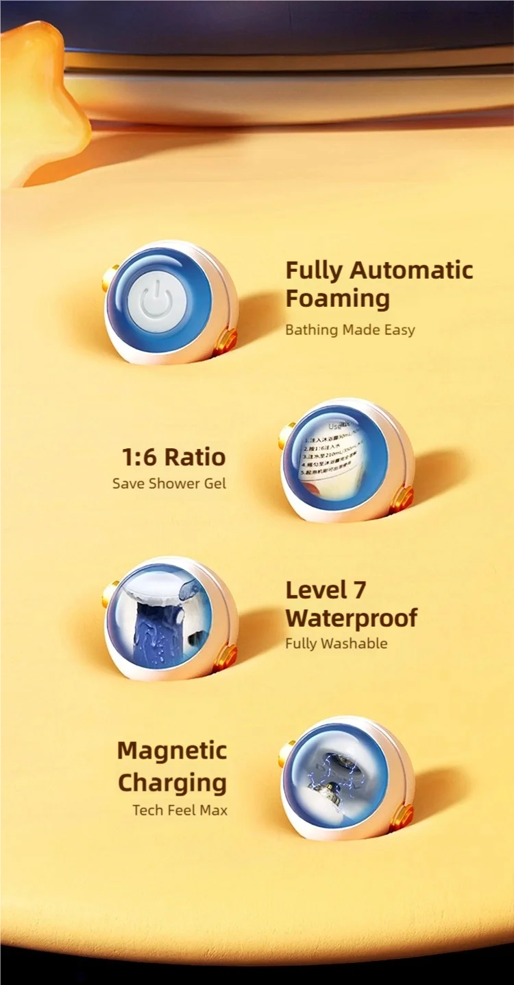 Pet Shampoo Foaming Machine, Foam Dispenser for Dogs and Cats, USB Rechargeable Automatic Foaming Machine