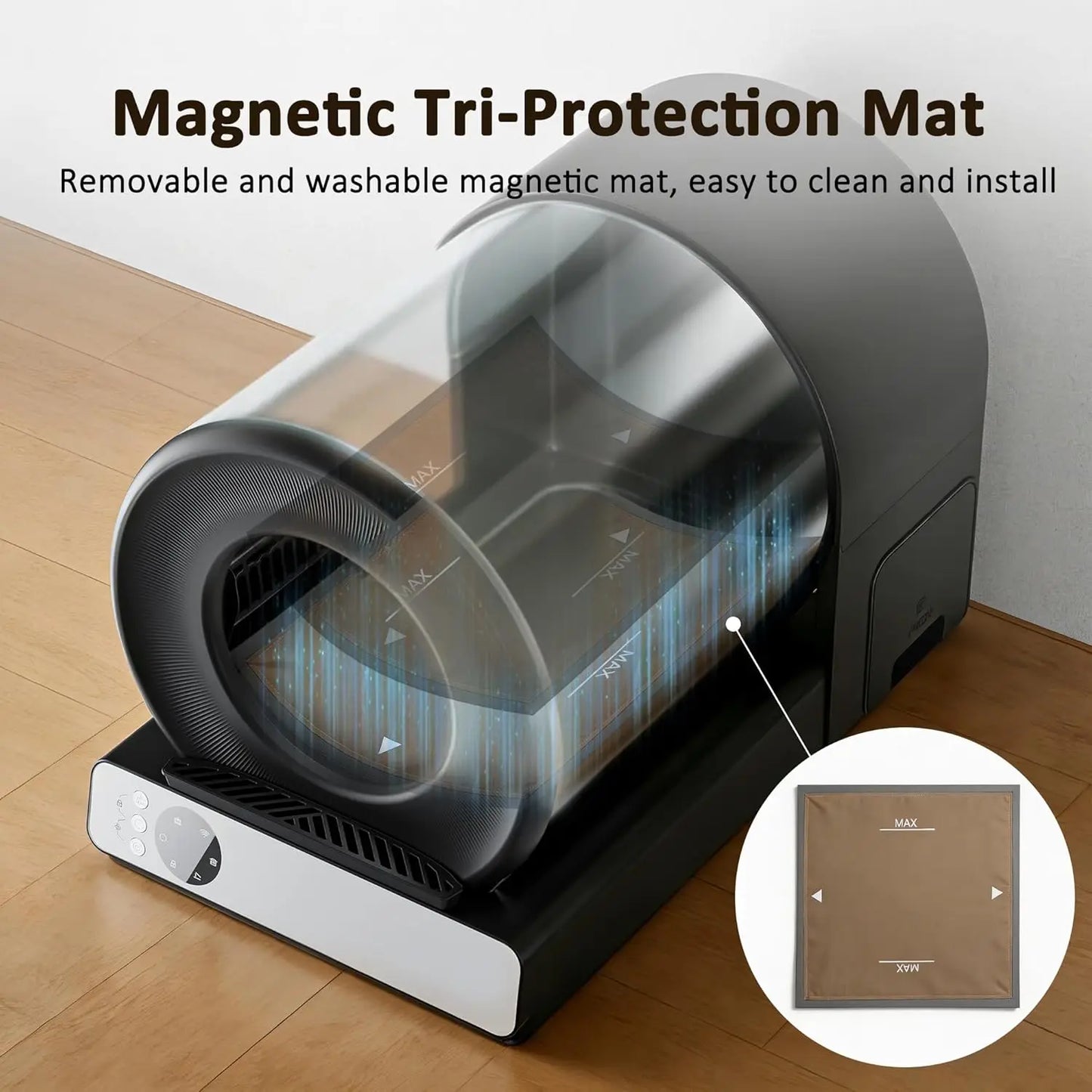 Self Cleaning Automatic Litter Box, Stainless Steel, App Health Monitoring, Odor Control & Safety Sensors for Multi Cat, Custom