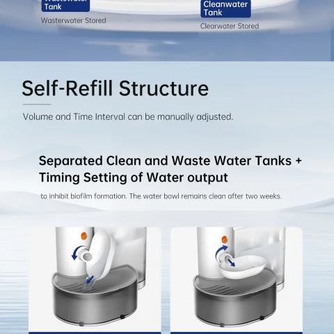 Smart Pet Water Dispenser Wireless Cat Water Fountain Dumping Dog Water Dispenser Rechargeable Automatic Water Feeder