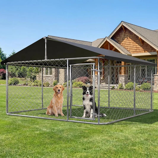 Large Outdoor Dog Cage, Heavy Duty Dog Kennel House Mesh, Big Enclosure Pet Kennel Steel Fence with Secure Lock，Customized
