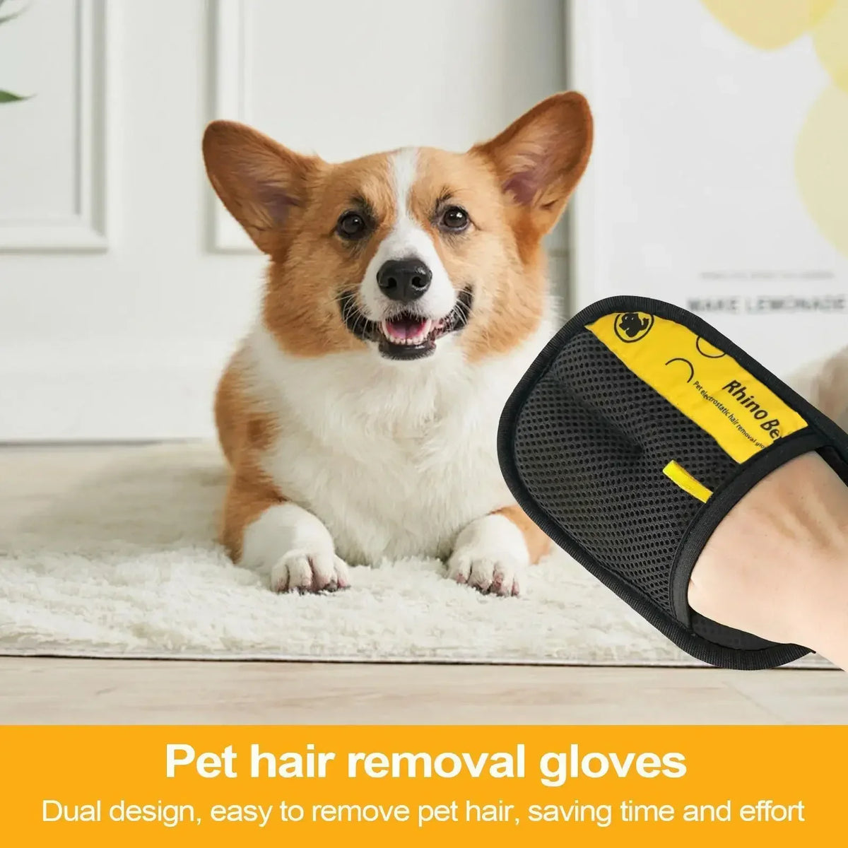 Pet Hair Remover Mitt Pet Grooming Gloves Deshedding Brush Glove for Dog Cat Rabbit with Long/Short/Curly Hair