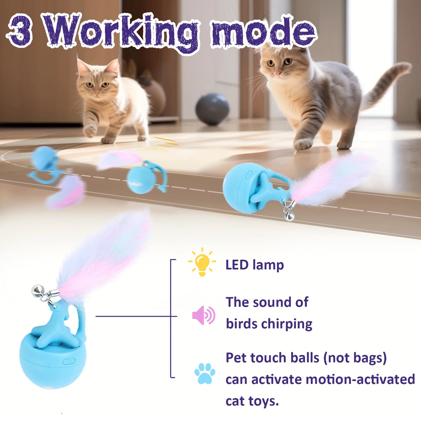 Interactive Cat Toy Reusable Motion Activate Chirping Cat Toy Mouse Catching Game for Pet Hide and Seek Game Accessories