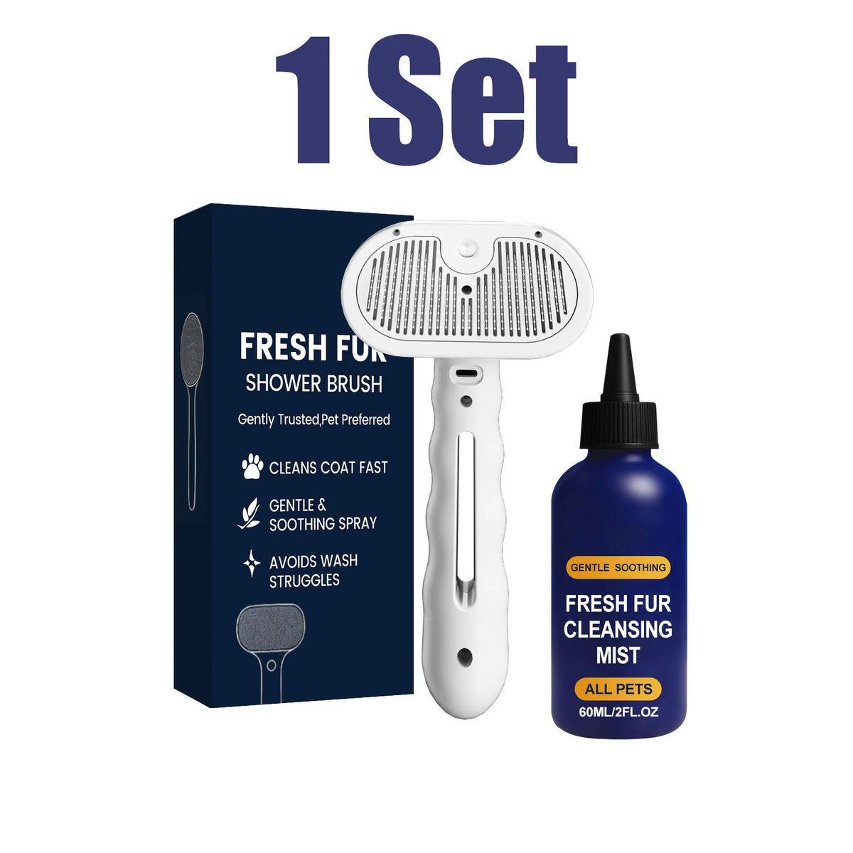 Pet Hair Detangler Spray Set Softening Smoothing Dematting Grooming Volumizing Dogs Cats Daily Care Kit for All Breeds