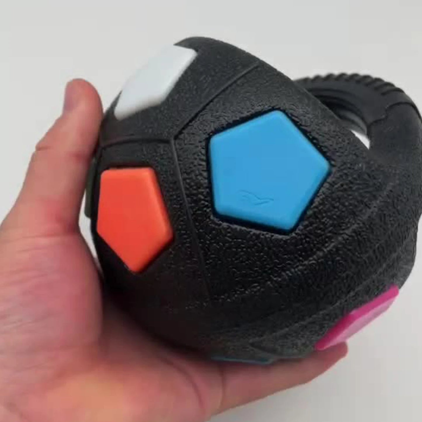 Dog Calming Ball with Handle Pet Dog Football Shape Toy Interactive Squeaky Pet Football for Medium Large Breeds