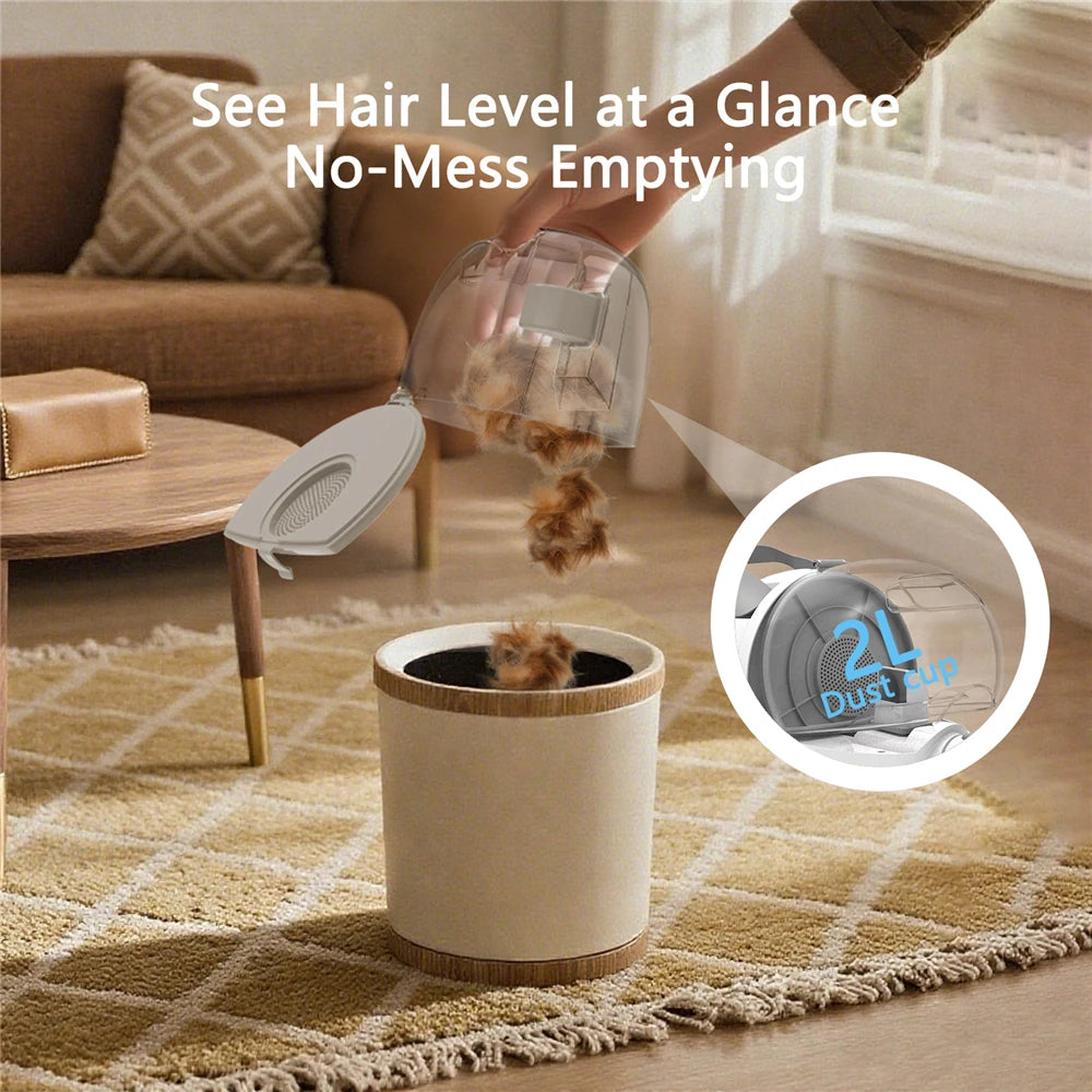 5 in 1 Dog Cat Pet Grooming Vacuum Brush 13000pa 2L Dust Cup Shedding Pet Hair Home Cleaning Kit Strong Suction