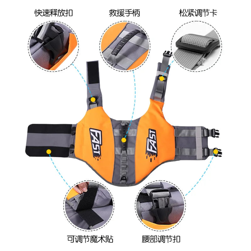 Dog Life Jacket, Adjustable Reflective Safety Vest for Swimming, Surfing, or Pool Use