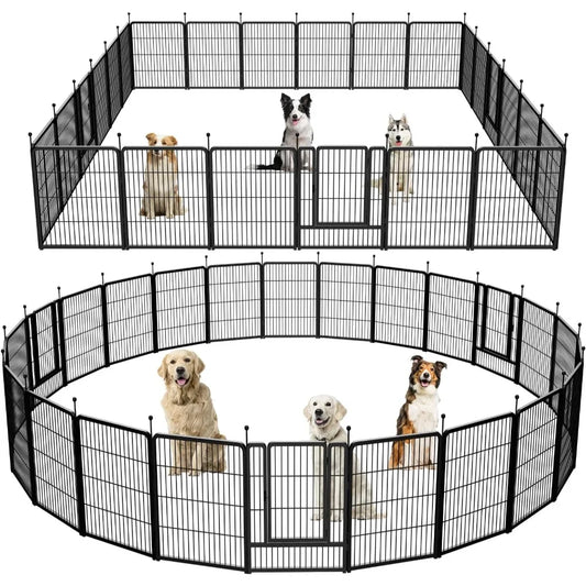 Portable Outdoor Dog Fence, Dog Playpen for Large/Medium/Small Dogs, Dog Fences for The Yard,with Doors Foldable Met