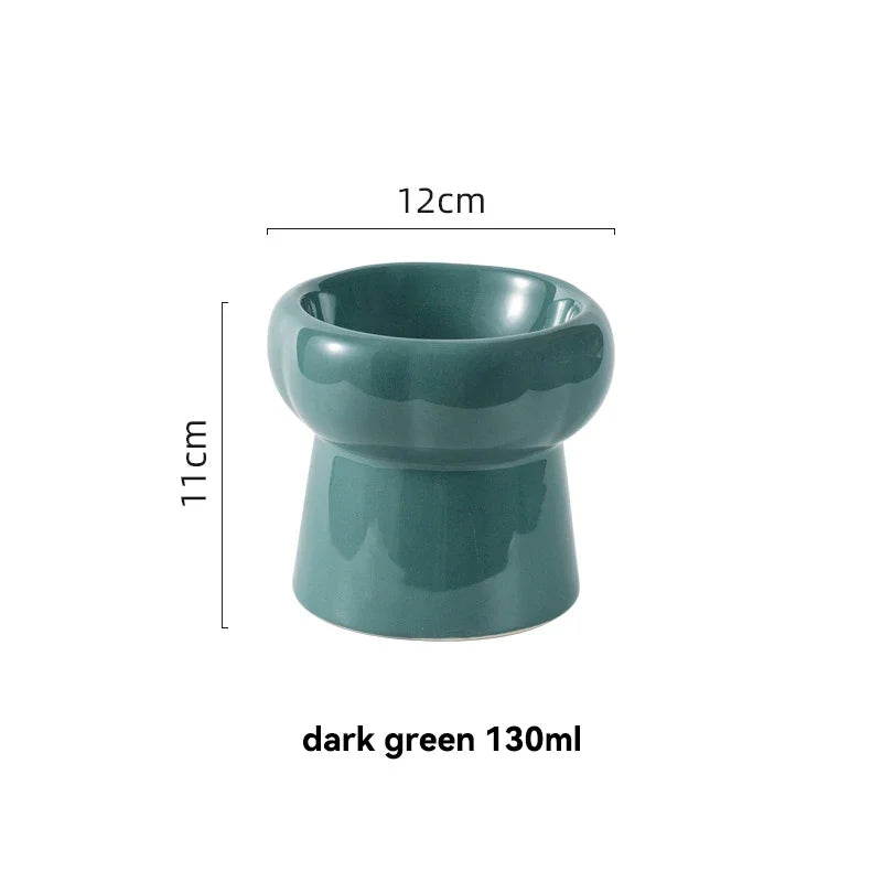 Elevated Ceramic Pet Bowl for Cats and Small Dogs – Anti-Slip, Neck Protection, Easy to Clean, Raised Design for Food and Water