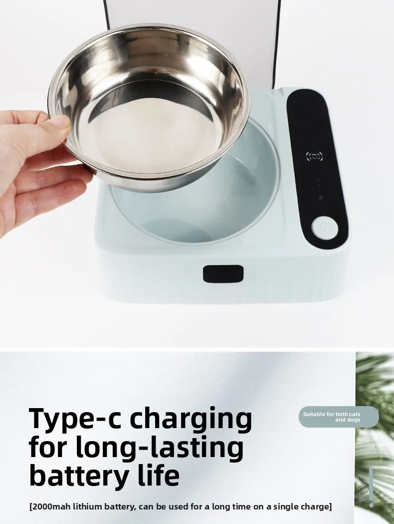 Pet Smart Infrared Sensor Open Lid Cat Bowl Stainless Steel with Lid Dustproof Insect-proof and Moisture-proof Pet Bowl
