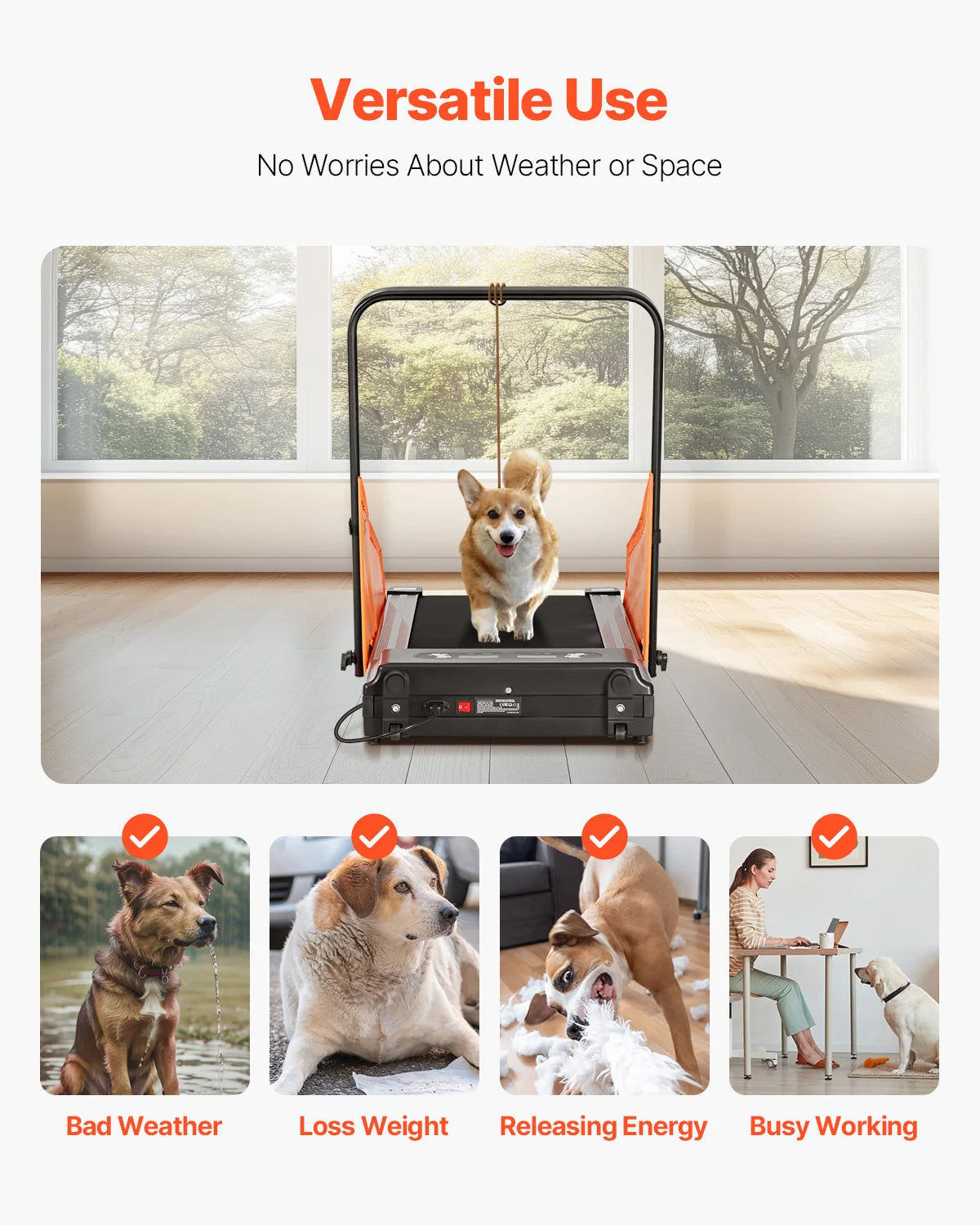 SucceBuy Dog Treadmill for Medium Dogs Electric Dog Running Machine with LCD Display Screen Foldable U Shaped Bar for Exercise