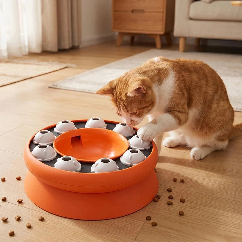 Interactive Cat Puzzle Feeder Toy Slow Feeder Bowl Treat Dispenser for Indoor Cats, Mental Stimulation Aid Digestion Enrichment Pet Game for Kitten