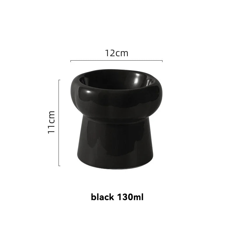 Elevated Ceramic Pet Bowl for Cats and Small Dogs – Anti-Slip, Neck Protection, Easy to Clean, Raised Design for Food and Water
