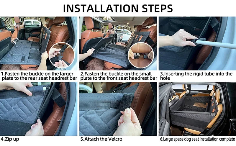Pet Car Nest Bed, Full Coverage Back Seat Hammock Extender for Cars, Waterproof Scratchproof with Mesh Pocket for All Size Dogs
